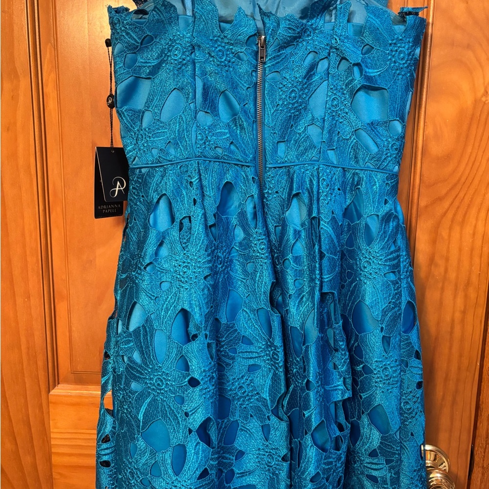 Adrianna Papell Blue Spaghetti Strap Sundress for Weddings - Picture 3 of 4